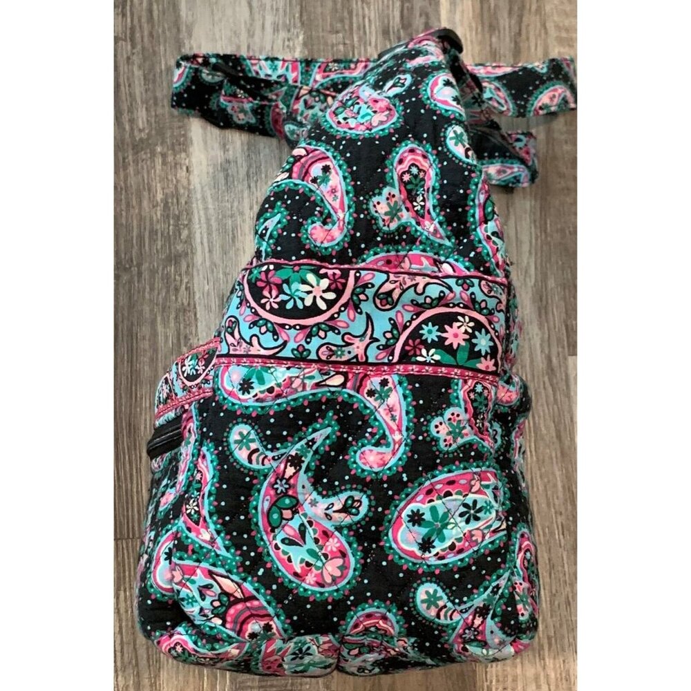 Faith Hope Love Shoulder Bag Black Paisley Floral Quilted Multi-Pocket Purse Zip - Picture 5 of 16